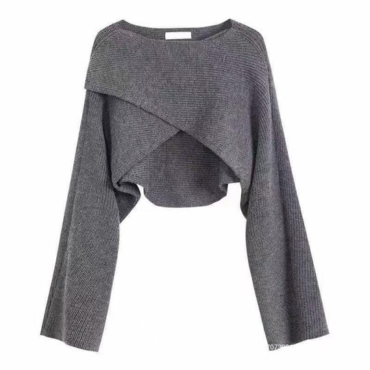 Damen lässiger Cropped-Pullover mit asymmetrischem Schnitt und strukturierter Oberfläche R&B