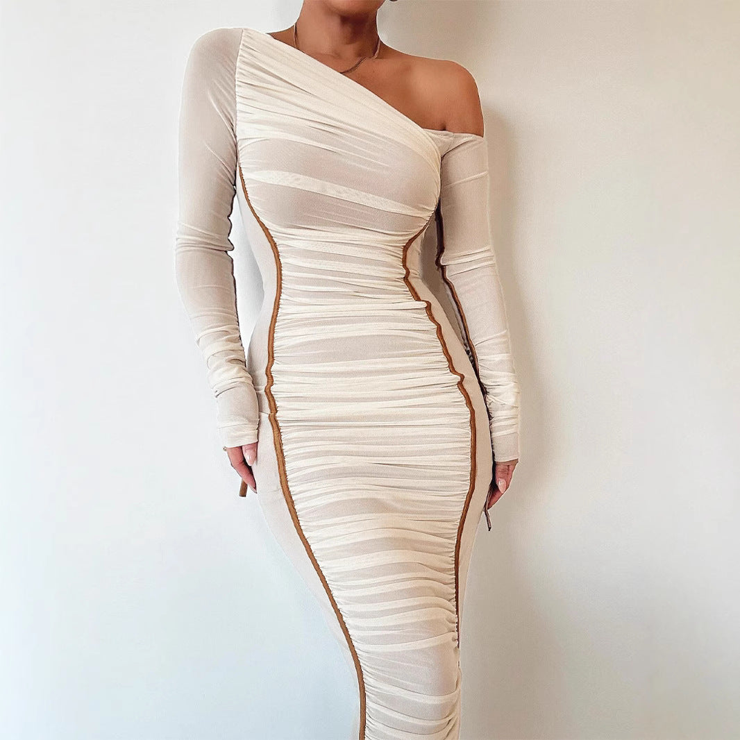 Damen Elegantes One-Shoulder Kleid mit Rüschen