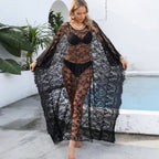 Damen transparenter Häkel-Kaftan R&B