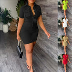 Damen Trendiges Kleid mit Krawattenverschluss und praktischen Taschen R&B