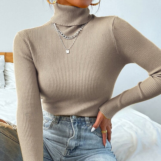 Damen Eleganter Rollkragenpullover mit feiner Rippstruktur R&B