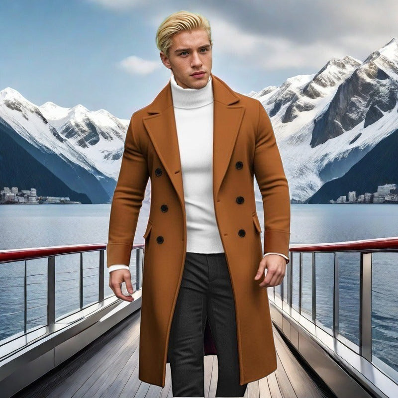 Herren eleganter doppelt-knopf Mantel mit hohem Kragen R&B