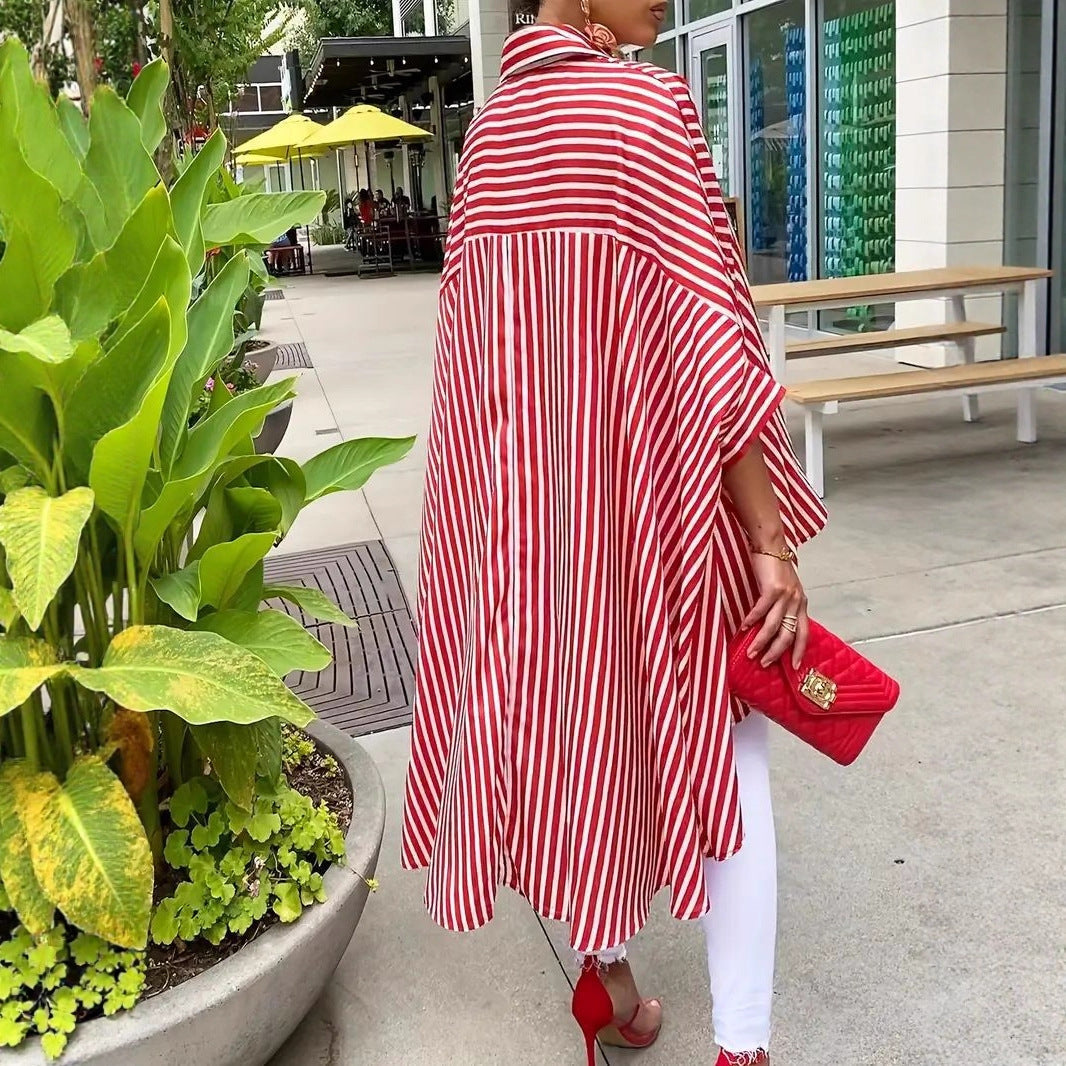 Damen Streifenbluse mit asymmetrischem Schnitt und Oversize-Design R&B