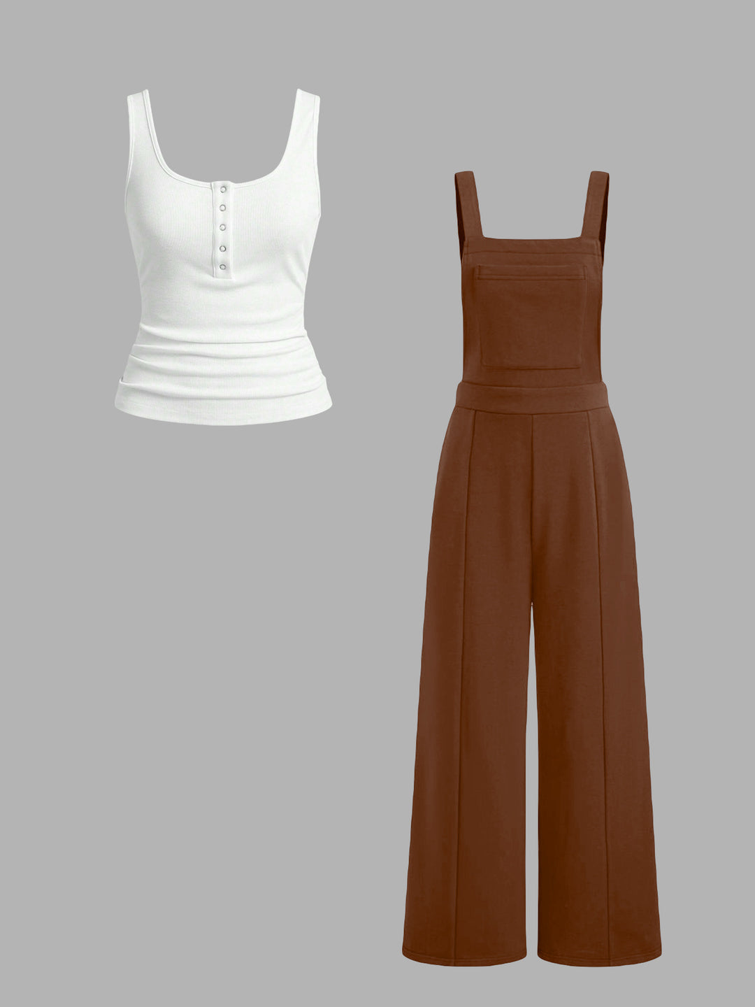 Damen lässiger Tank-Top und weit geschnittenen Latzhose Set R&B