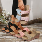 Damen Komfortable Sandalen mit floraler Perforation und ergonomischem Fußbett R&B