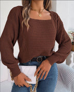 Damen lässiger Strickpullover mit strukturierter Oberfläche und romantischem Zopfdesign