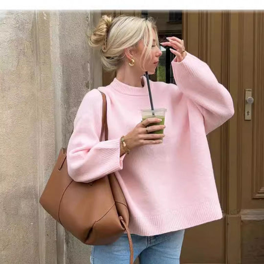 Damen Bequem Gestrickter Kurzpullover R&B