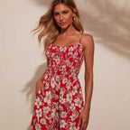 Damen Maxirock mit floralem Design und verstellbaren Trägern R&B