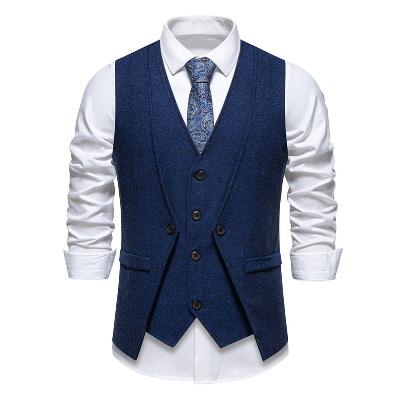 Herren elegante Anzugweste mit strukturiertem Hahnentritt R&B