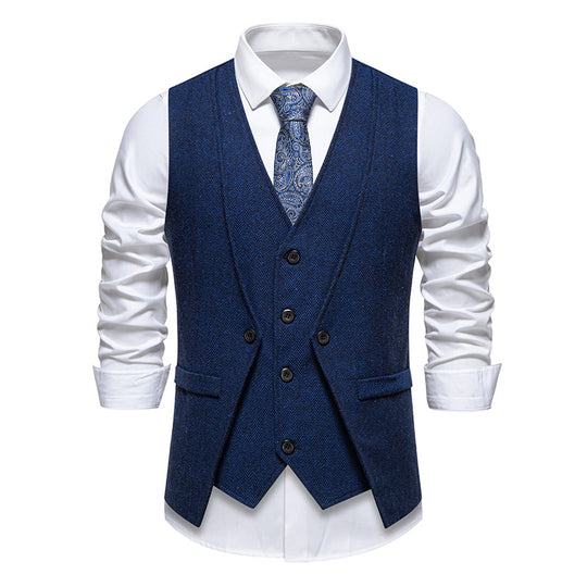 Herren elegante Anzugweste mit strukturiertem Hahnentritt R&B
