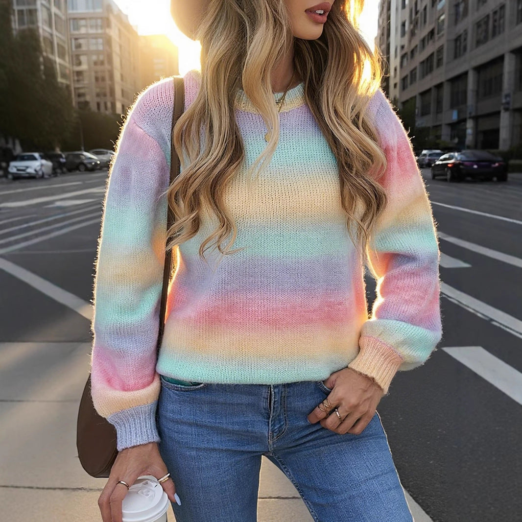 Damen modischer Pullover mit sanften Farbverlauf und relaxed Fit R&B