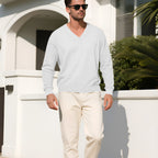 Herren nan strukturierter V-Ausschnitt Strickpullover mit Kabel- und Wabenmuster R&B
