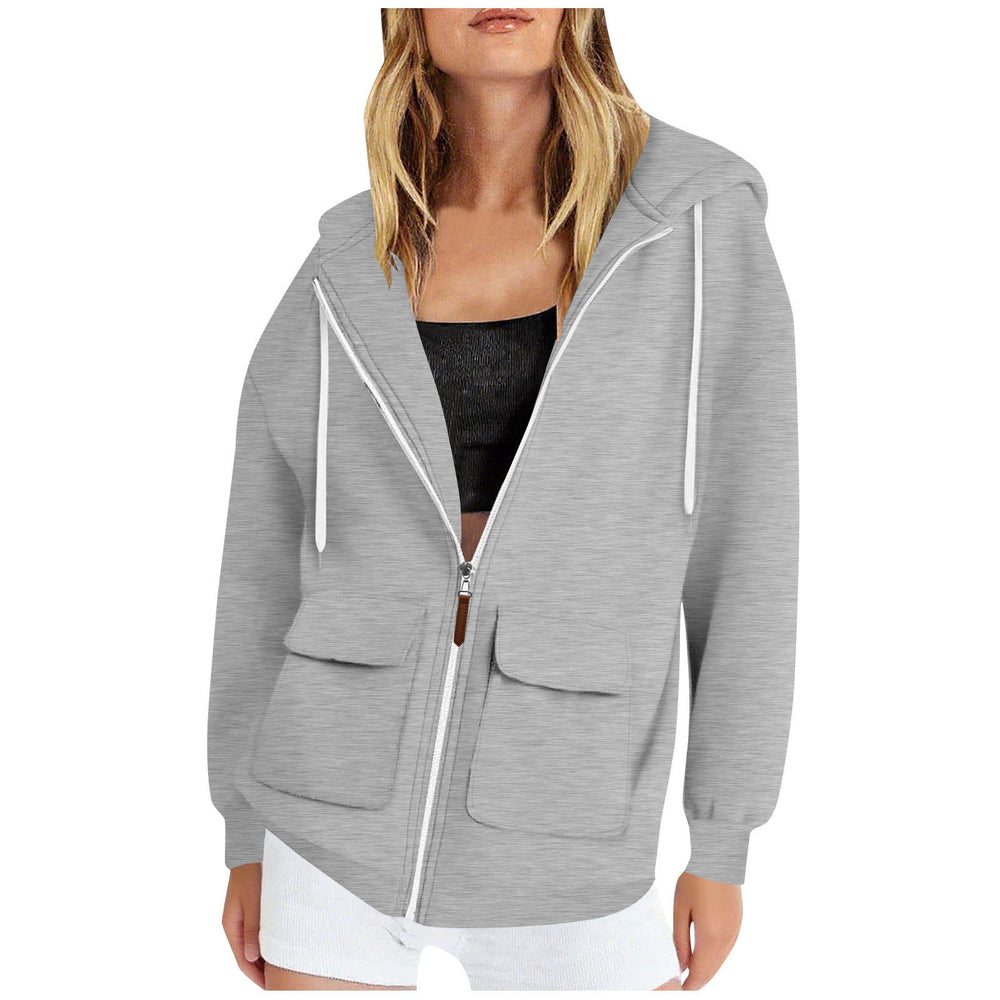 Damen lässige Kapuzenjacke mit großen Taschen R&B