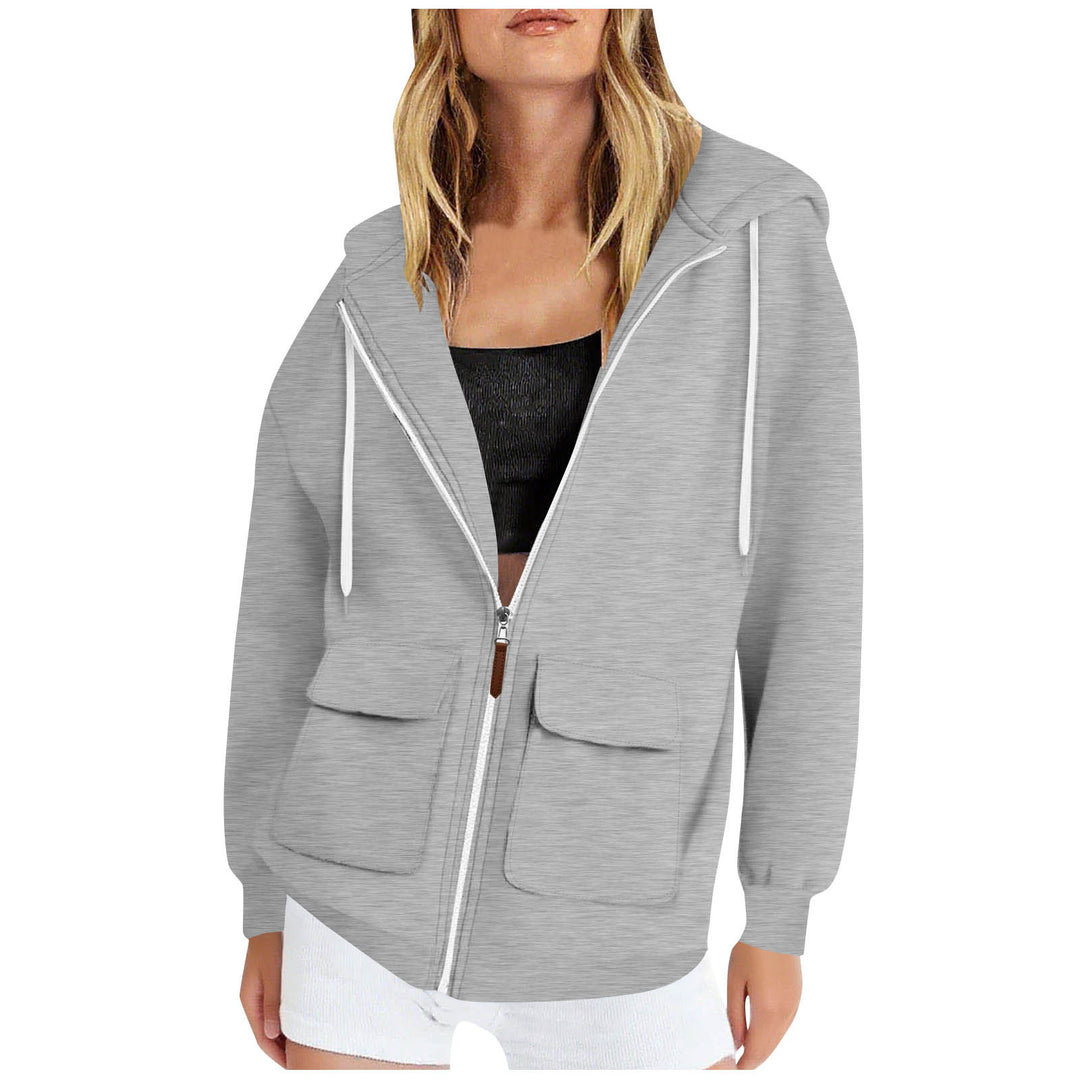 Damen lässige Kapuzenjacke mit großen Taschen R&B
