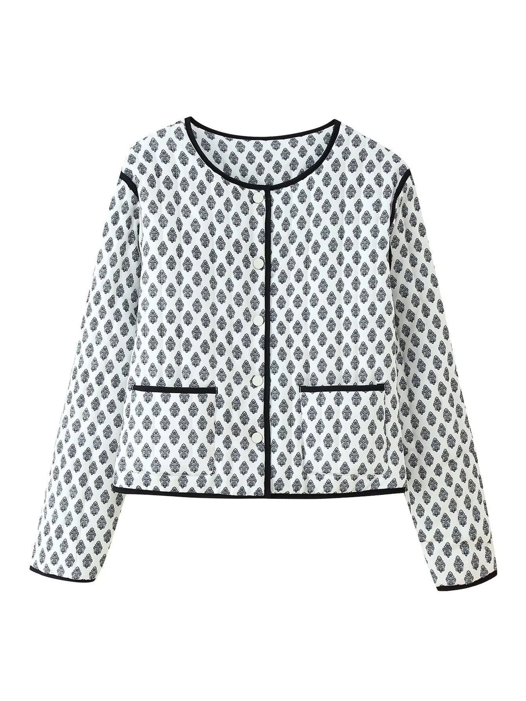 Damen modische kurz geschnittene Jacke mit kontrastierenden Paspeln und praktischen Taschen R&B