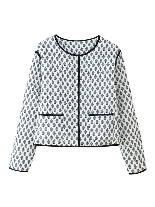 Damen modische kurz geschnittene Jacke mit kontrastierenden Paspeln und praktischen Taschen R&B