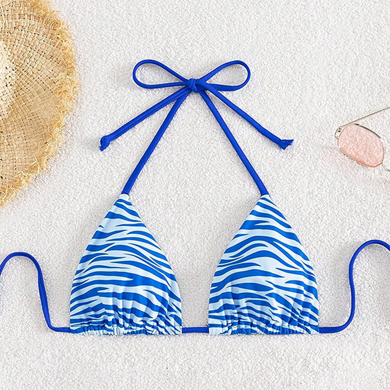 Damen Triangel-Bikini mit verspieltem Wellenmuster R&B