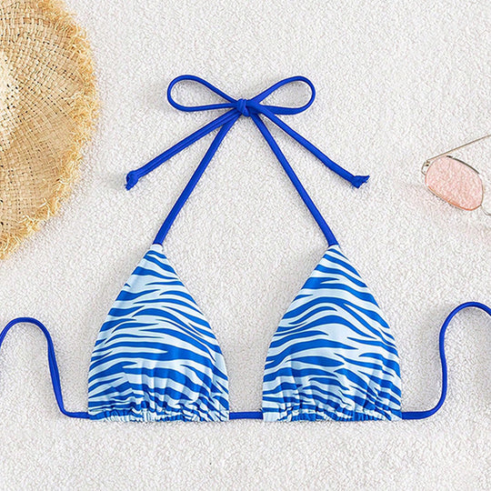 Damen Triangel-Bikini mit verspieltem Wellenmuster R&B