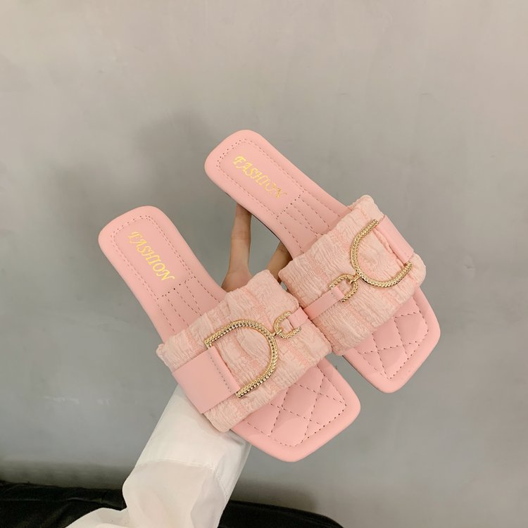 Damen bequeme Pantoletten mit schickem Riemen und Glitzerverschluss R&B