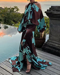 Damen Maxikleid mit asymmetrischem Design und fließendem Material R&B