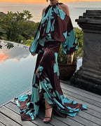 Damen Maxikleid mit asymmetrischem Design und fließendem Material R&B