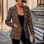 Damen modischer Blazer mit Leopardenmuster und taillierter Passform R&B