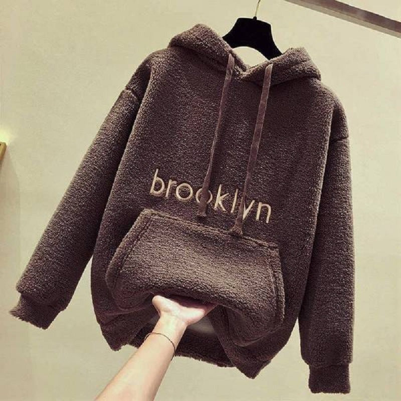 Damen kuscheliger Hoodie mit bequemer Passform und lässigem Schriftzug R&B