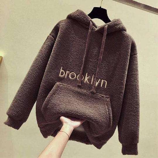 Damen kuscheliger Hoodie mit bequemer Passform und lässigem Schriftzug R&B