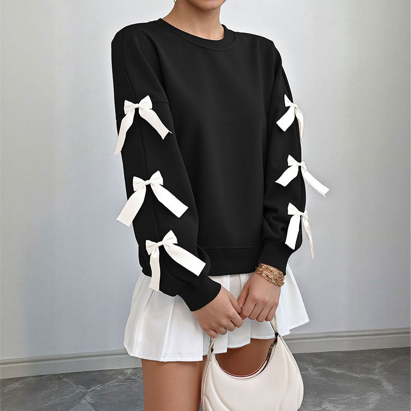 Damen stylisches Sweatshirt mit Rüschendetails an den Ärmeln R&B