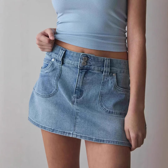 Damen Denim Minirock mit hochwertigen Taschen und modernem Schnitt R&B