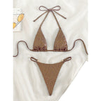 Damen Triangel-Bikini mit schimmerndem Oberflächenmuster R&B