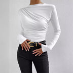 Damen Elegantes Longsleeve Shirt mit Raffungen