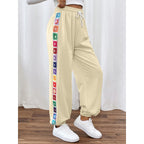 Damen Sportliche Freizeithose mit buntem Streifen R&B