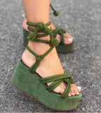 Damen Plateau-Sandalen mit geflochtenem Riemendesign R&B