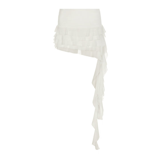 Damen asymmetrischer Spitzenrock mit elegantem Rüschendesign R&B