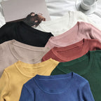 Damen elegant geschnittenes Langarmoberteil aus Rippstrick