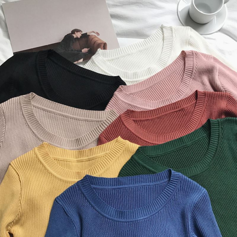 Damen elegant geschnittenes Langarmoberteil aus Rippstrick