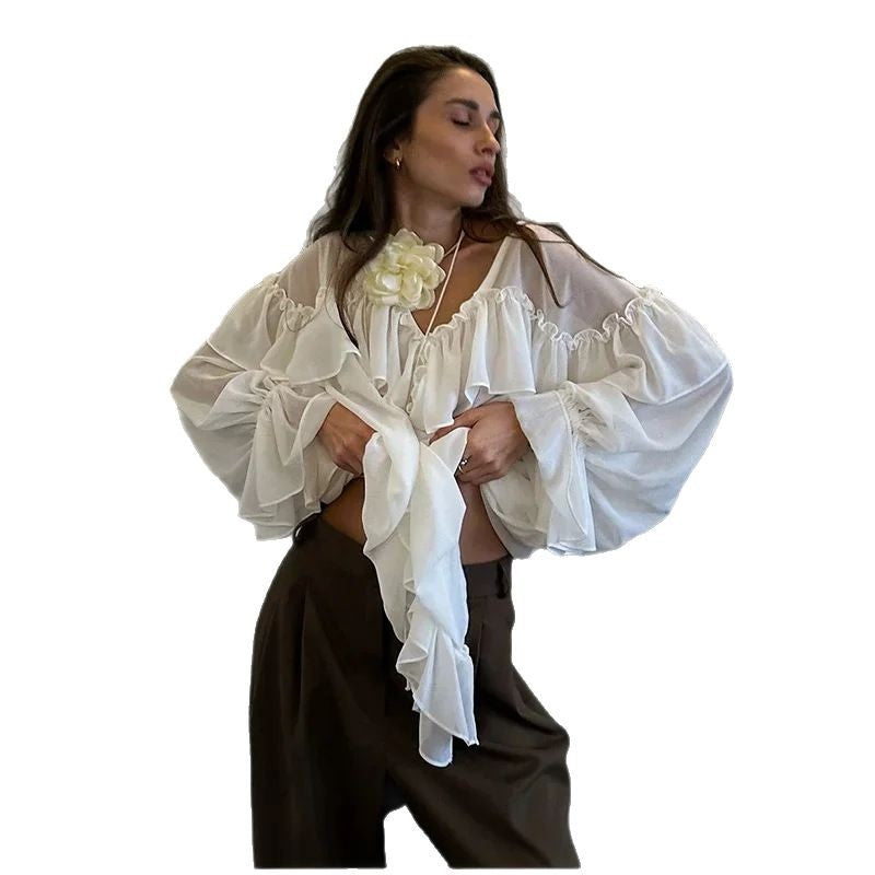 Damen Bluse mit Volants R&B