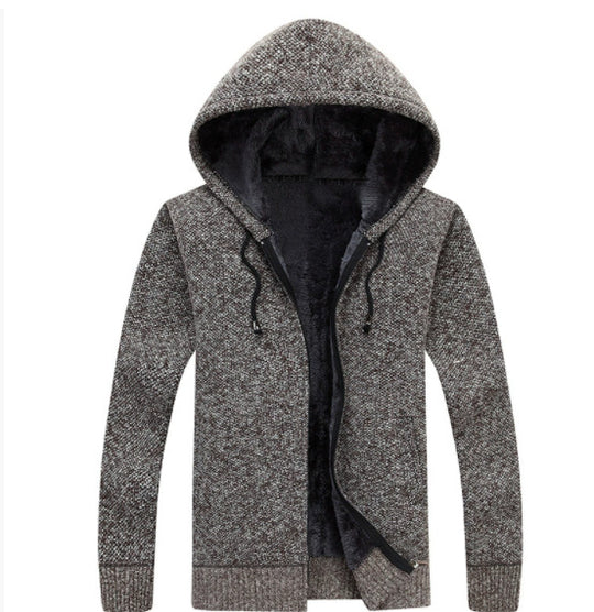 Herren bequeme Fleece-Jacke mit Kapuze und weichem Innenfutter R&B