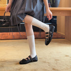 Damen Glänzende Ballerinas mit Riemen und Schnalle