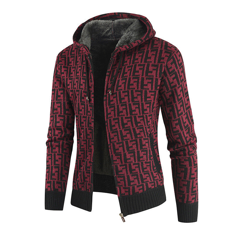 Herren Warm gefütterte Kapuzenjacke R&B
