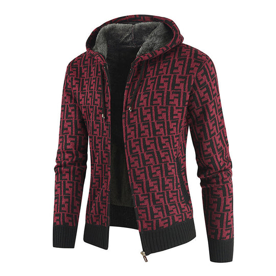 Herren Warm gefütterte Kapuzenjacke R&B