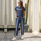 Damen Freizeit-Set mit sportlichen Streifen und elastischem Bund