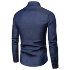 Herren Denim Langarmhemd mit eleganten Kontrasten und modernem Schnitt