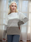 Damen bequemer Strickpullover mit modernem Farbblockdesign und lässigem Schnitt R&B
