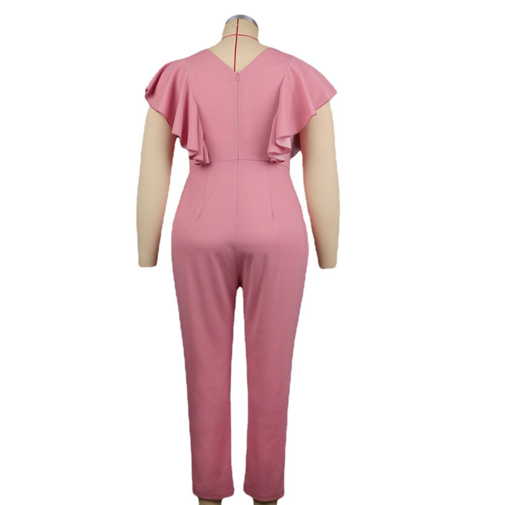 Damen Eleganter Jumpsuit mit voluminösen Rüschendetails R&B