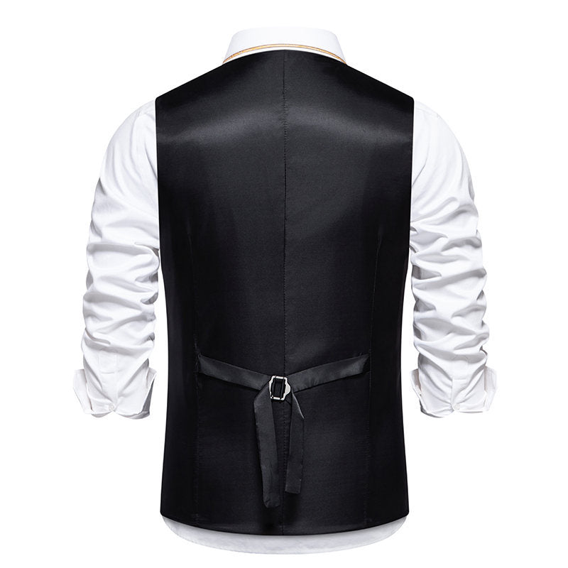 Herren elegante Anzugweste mit klassischem Herringbone-Muster und praktischen Taschen R&B
