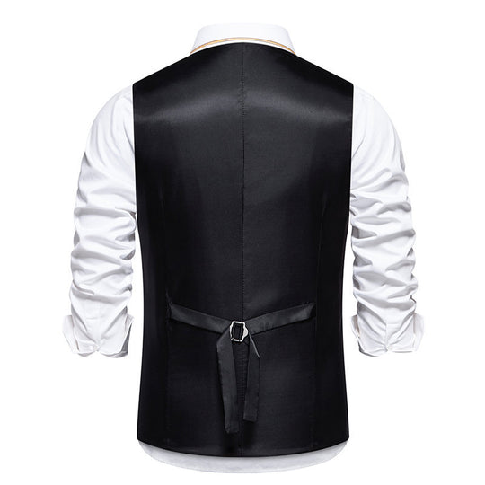 Herren elegante Anzugweste mit klassischem Herringbone-Muster und praktischen Taschen R&B
