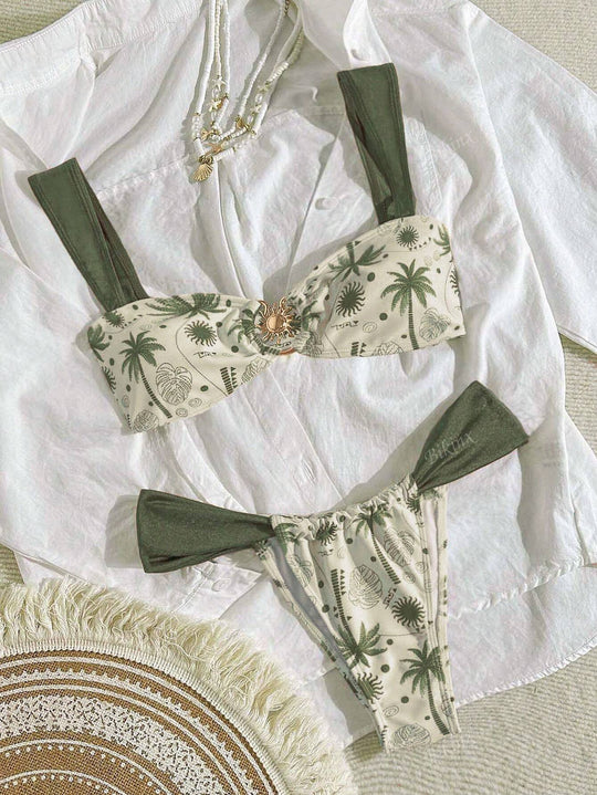 Damen Eleganter Bandeau-Bikini mit hohem Beinausschnitt R&B