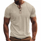 Herren Kurzarm-Henley-Shirt mit moderner Knopfleiste und subtiler Struktur R&B